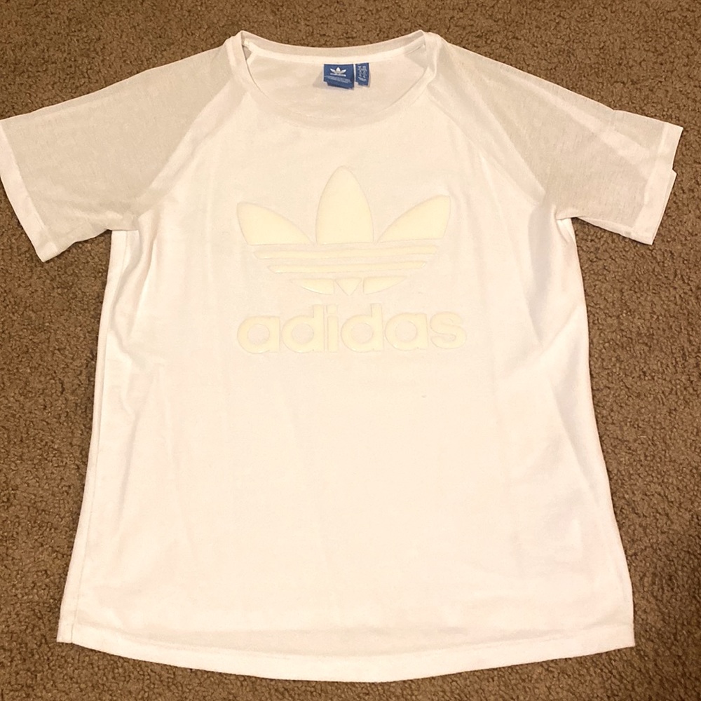 White adidas shirt, fits a M